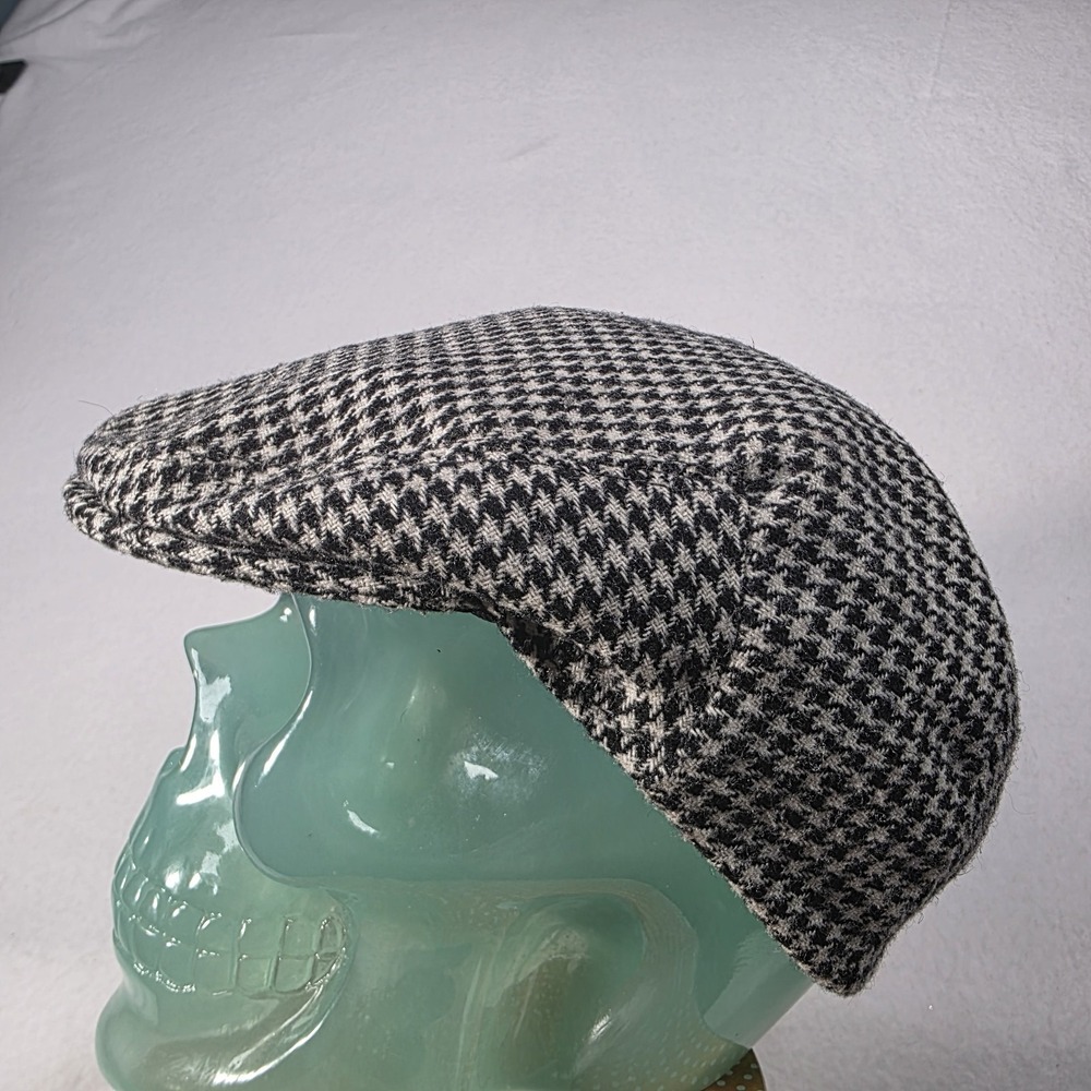 Vintage Shandon Ireland Flat Cap Houndstooth Wool Hat Size 6 3/4 Small Newsboy